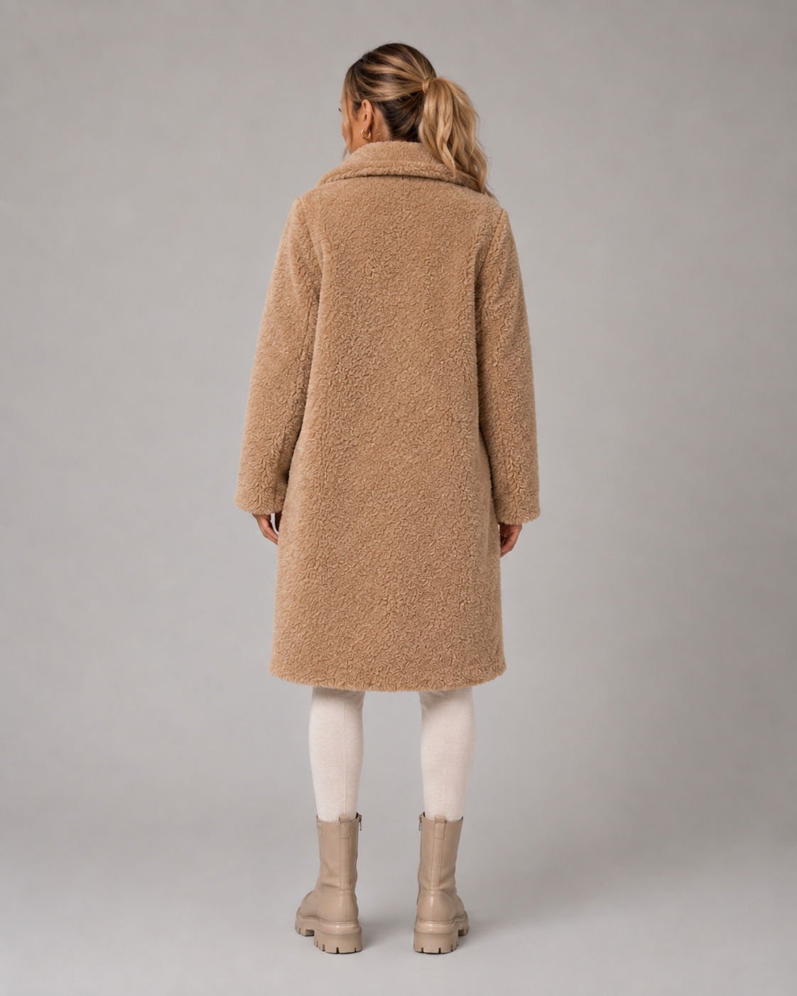 Women's Winter Plush Trench Coat Warm Polyester Overcoat
