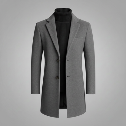 Men's Long Coat | Stylish Notched Lapel Overcoat
