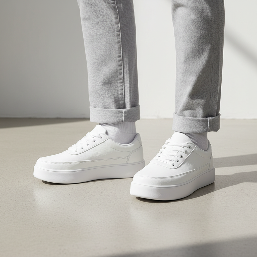 Men's White Platform Sneakers | Casual Footwear