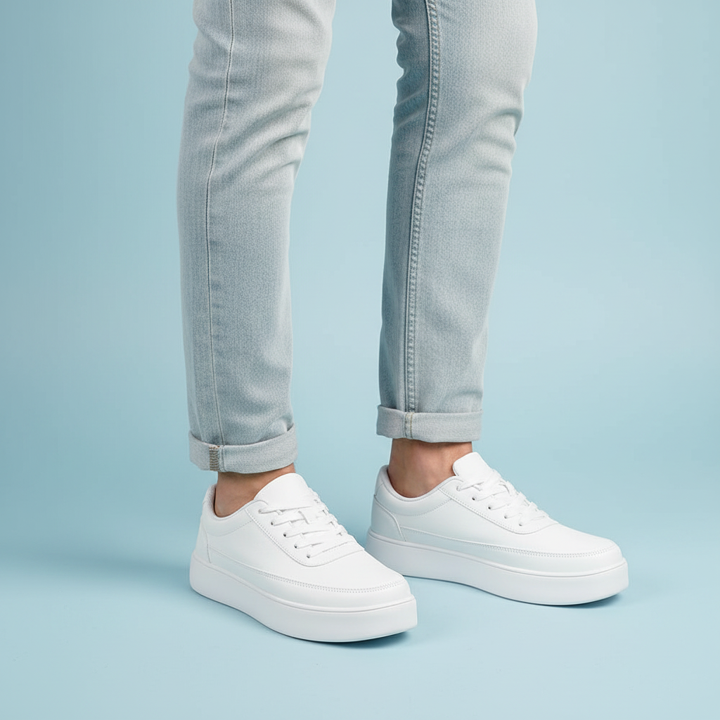 Men's White Platform Sneakers | Casual Footwear