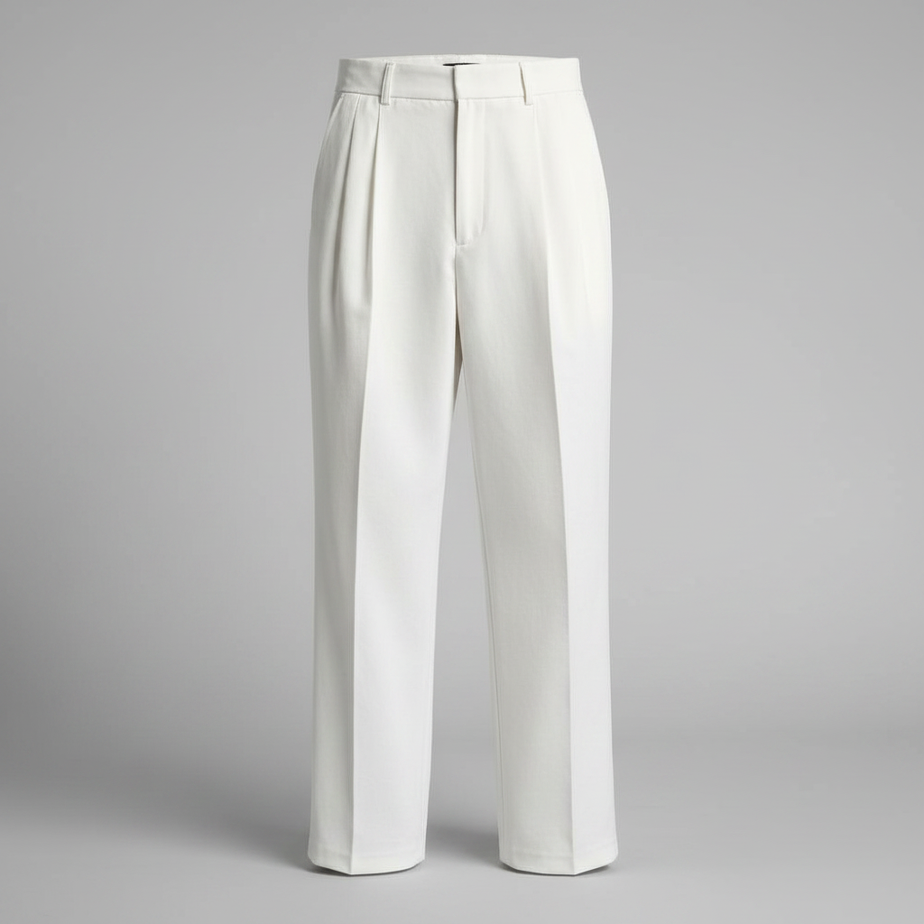 Men's Straight Fit Pleated Pants | Modern Formal Trousers