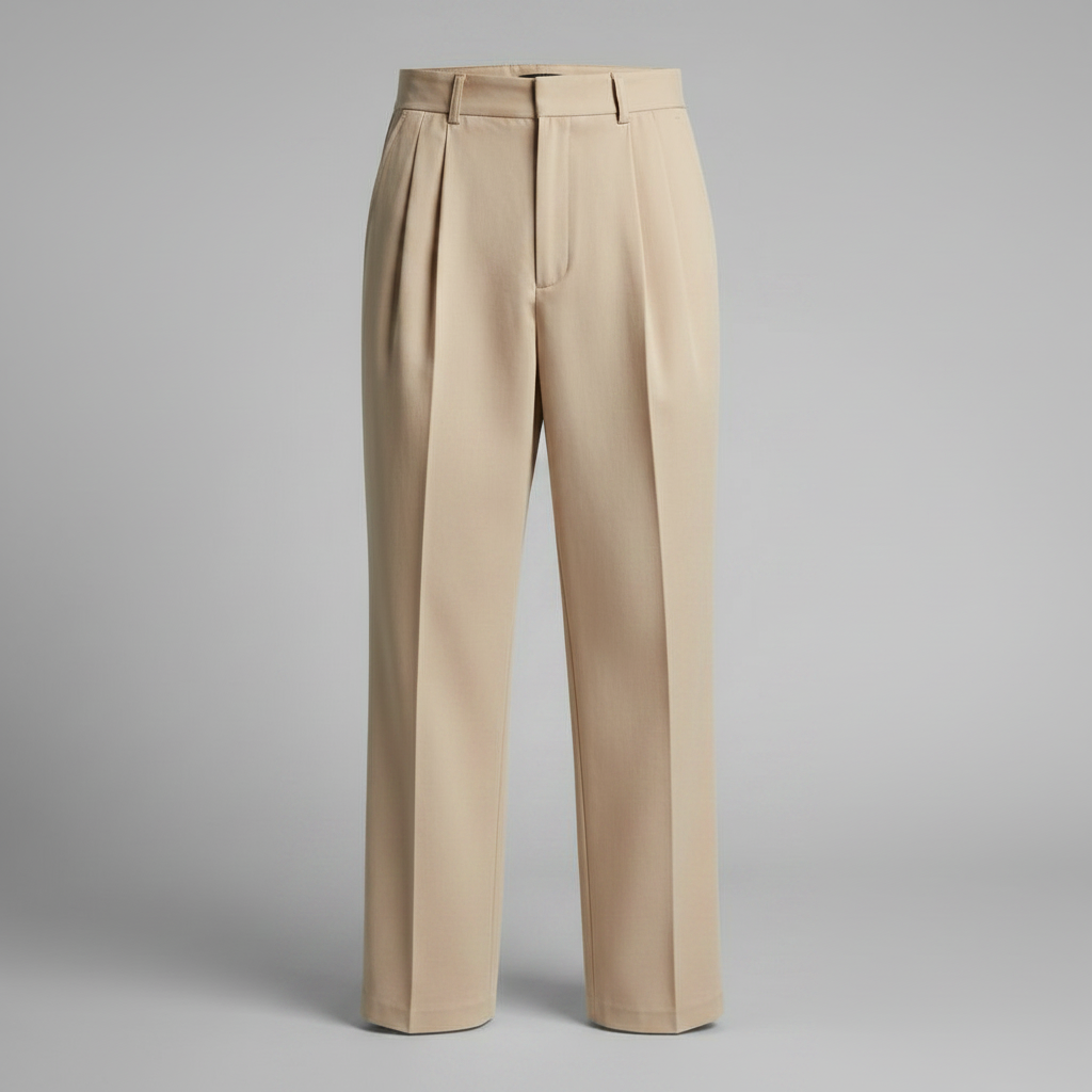 Men's Straight Fit Pleated Pants | Modern Formal Trousers
