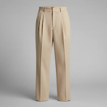 Men's Straight Fit Pleated Pants | Modern Formal Trousers