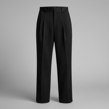 Men's Straight Fit Pleated Pants | Modern Formal Trousers