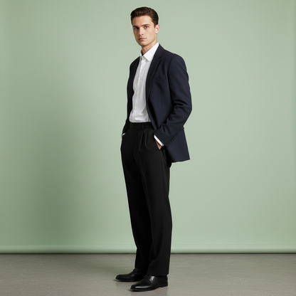 Men's Straight Fit Pleated Pants | Modern Formal Trousers