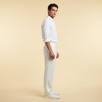 Men's Straight Fit Pleated Pants | Modern Formal Trousers