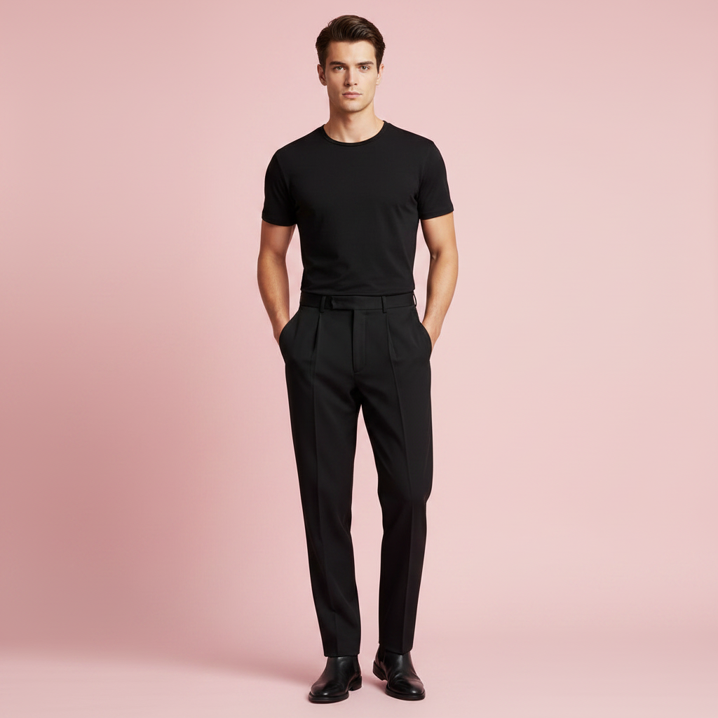 Men's Straight Fit Pleated Pants | Modern Formal Trousers