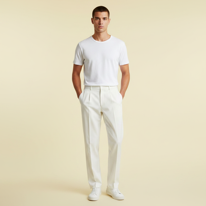 Men's Straight Fit Pleated Pants | Modern Formal Trousers