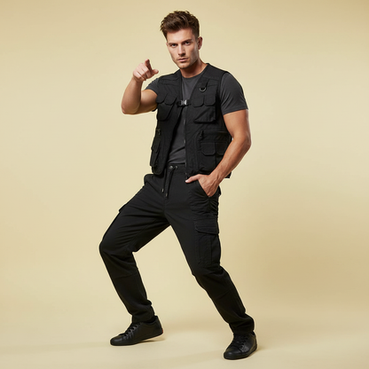 Men's Tactical Cargo Pants | Black Cargo Trousers for Outdoor Use