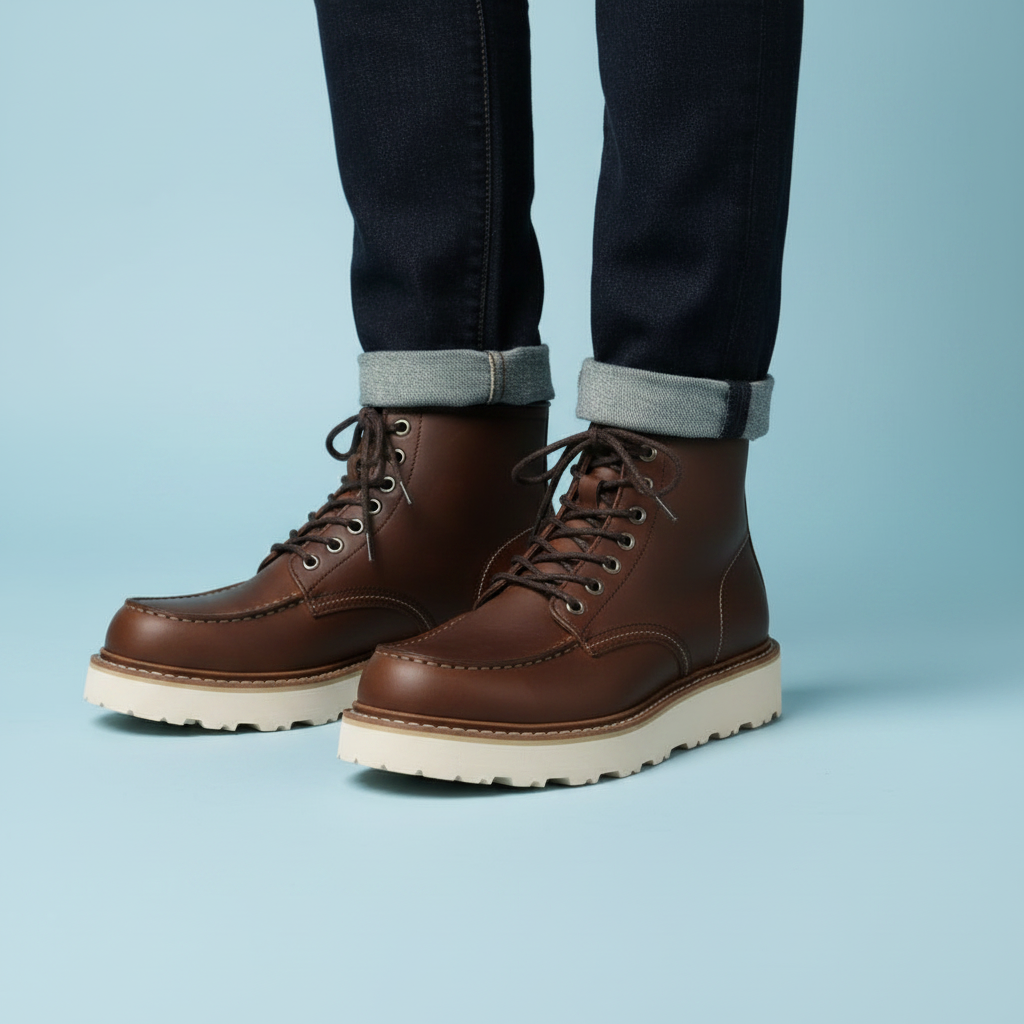 Men's Lace-Up Ankle Boots | Durable Round Toe Design