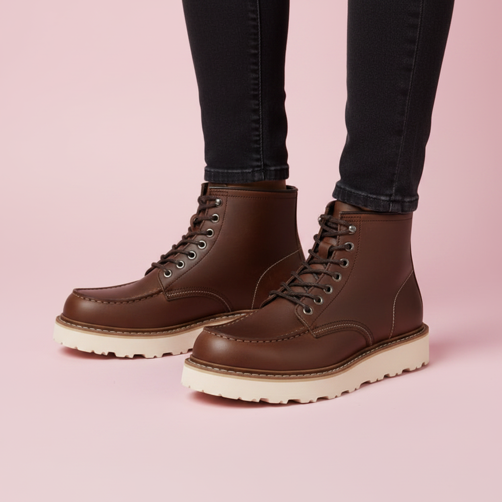 Men's Lace-Up Ankle Boots | Durable Round Toe Design