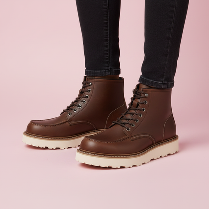 Men's Lace-Up Ankle Boots | Durable Round Toe Design