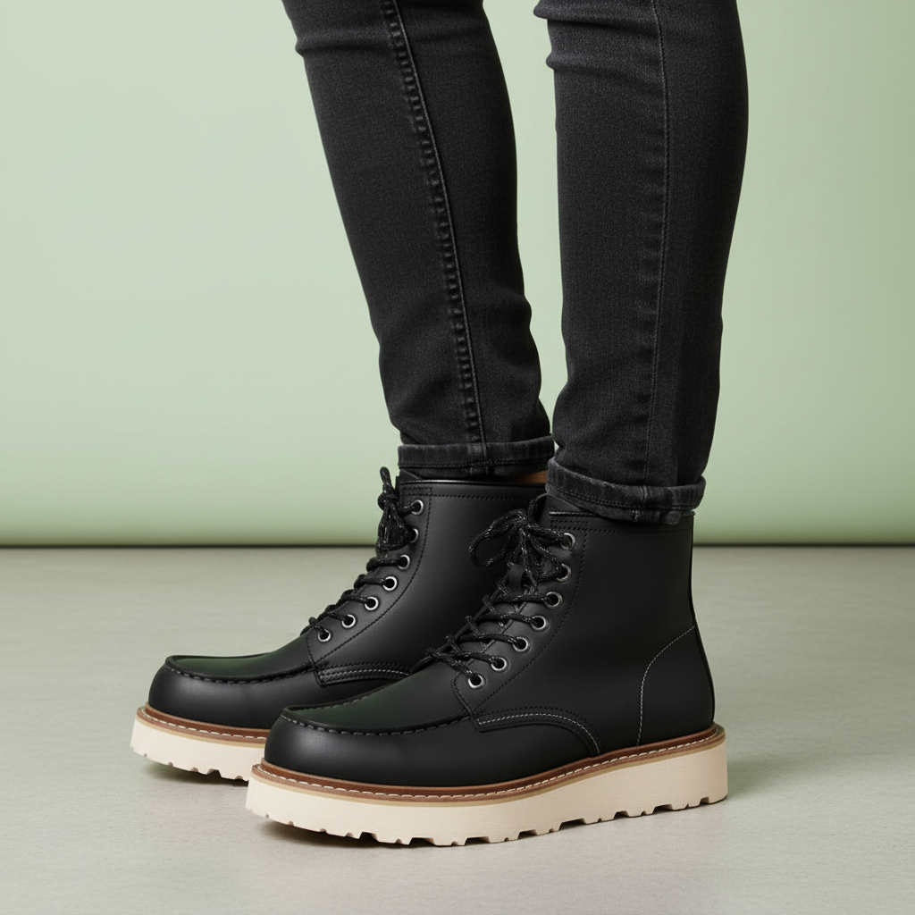 Men's Lace-Up Ankle Boots | Durable Round Toe Design