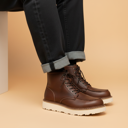 Men's Lace-Up Ankle Boots | Durable Round Toe Design