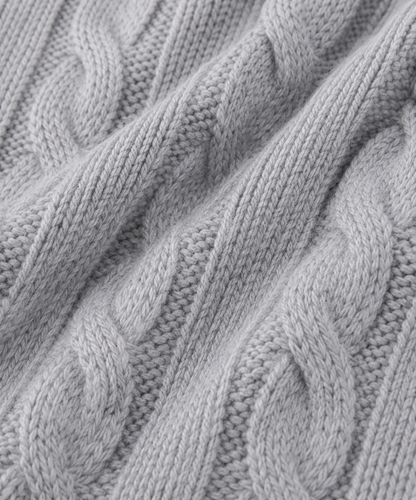 Men's Cable-Knit Half-Zip Sweater with High Collar