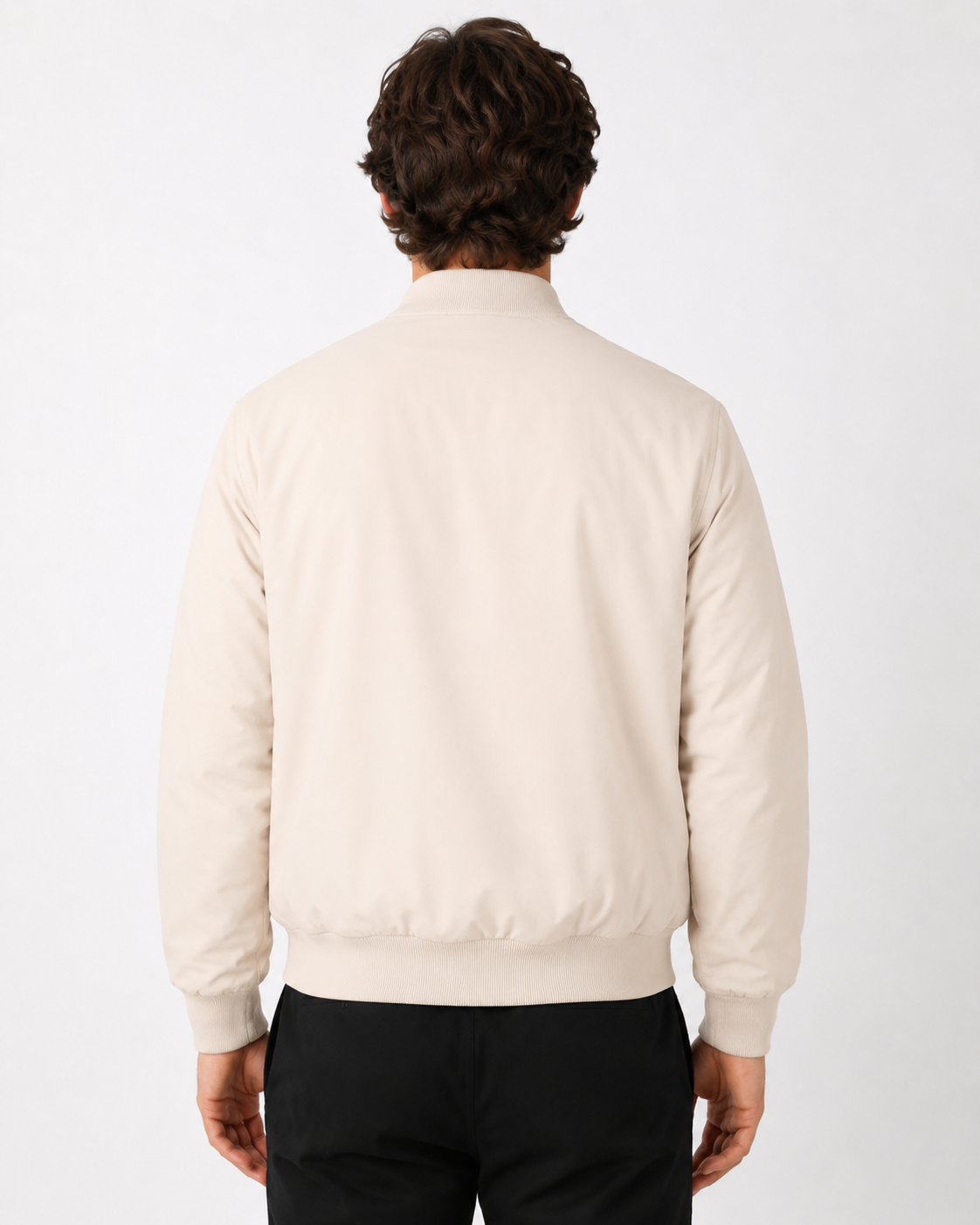 Men's Classic Bomber Jacket with Ribbed Collar