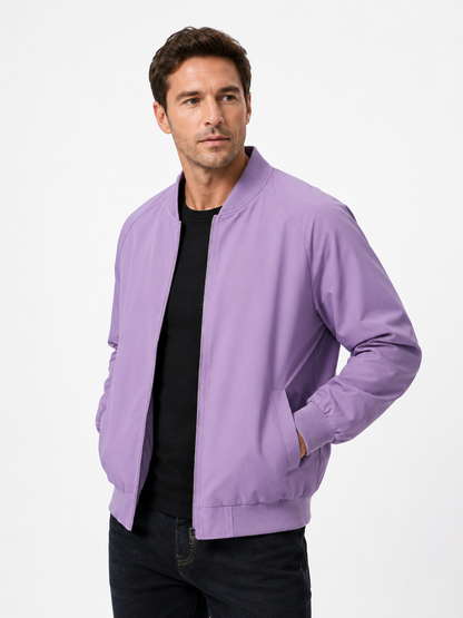 Men's Classic Bomber Jacket with Ribbed Collar