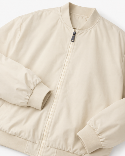 Men's Classic Bomber Jacket with Ribbed Collar