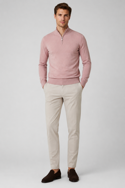 Men's Half-Zip Pullover Sweater with Classic Fit