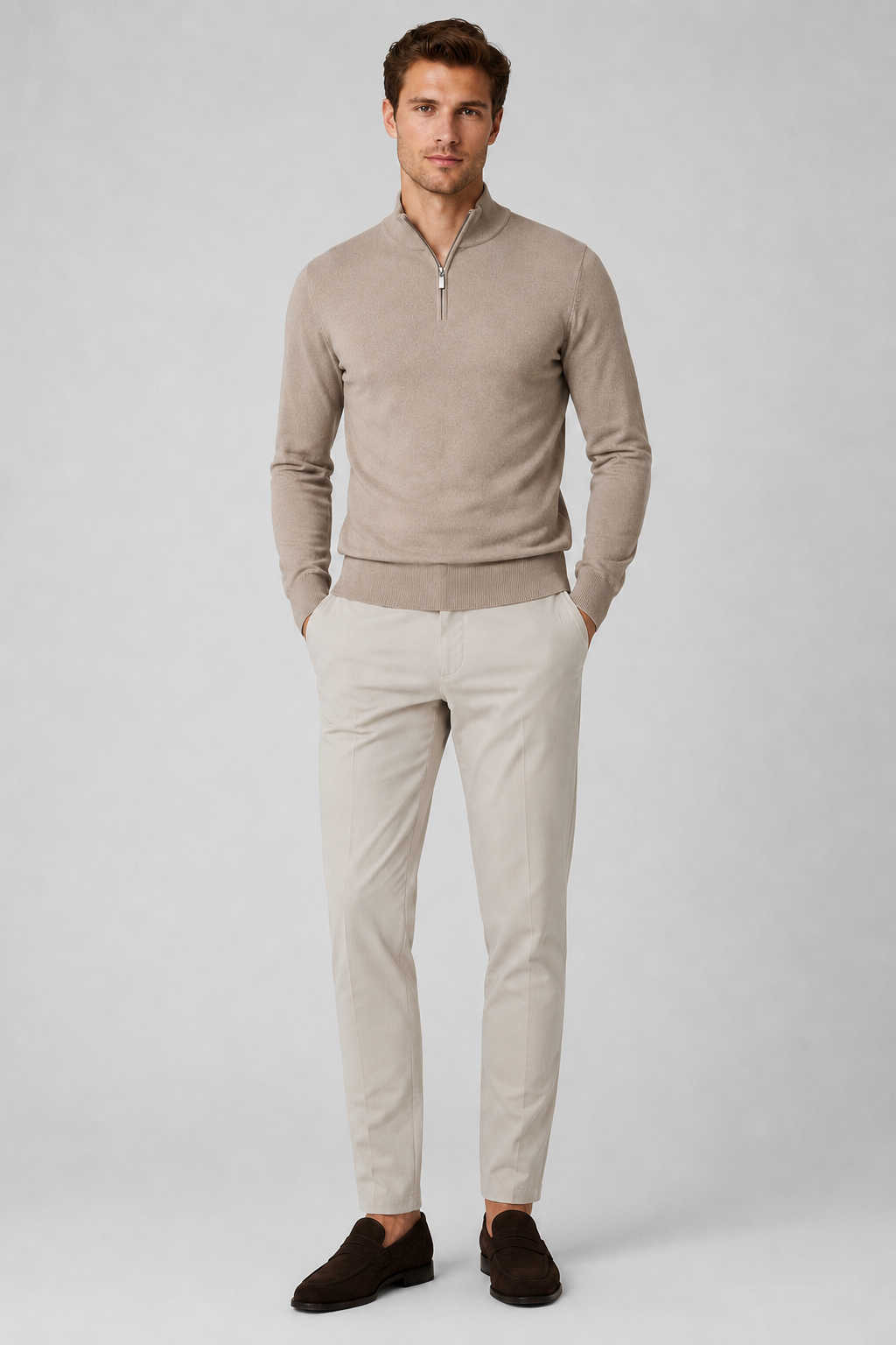Men's Half-Zip Pullover Sweater with Classic Fit
