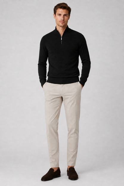 Men's Half-Zip Pullover Sweater with Classic Fit
