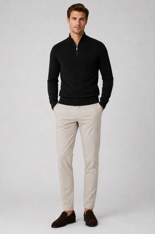 Men's Half-Zip Pullover Sweater with Classic Fit