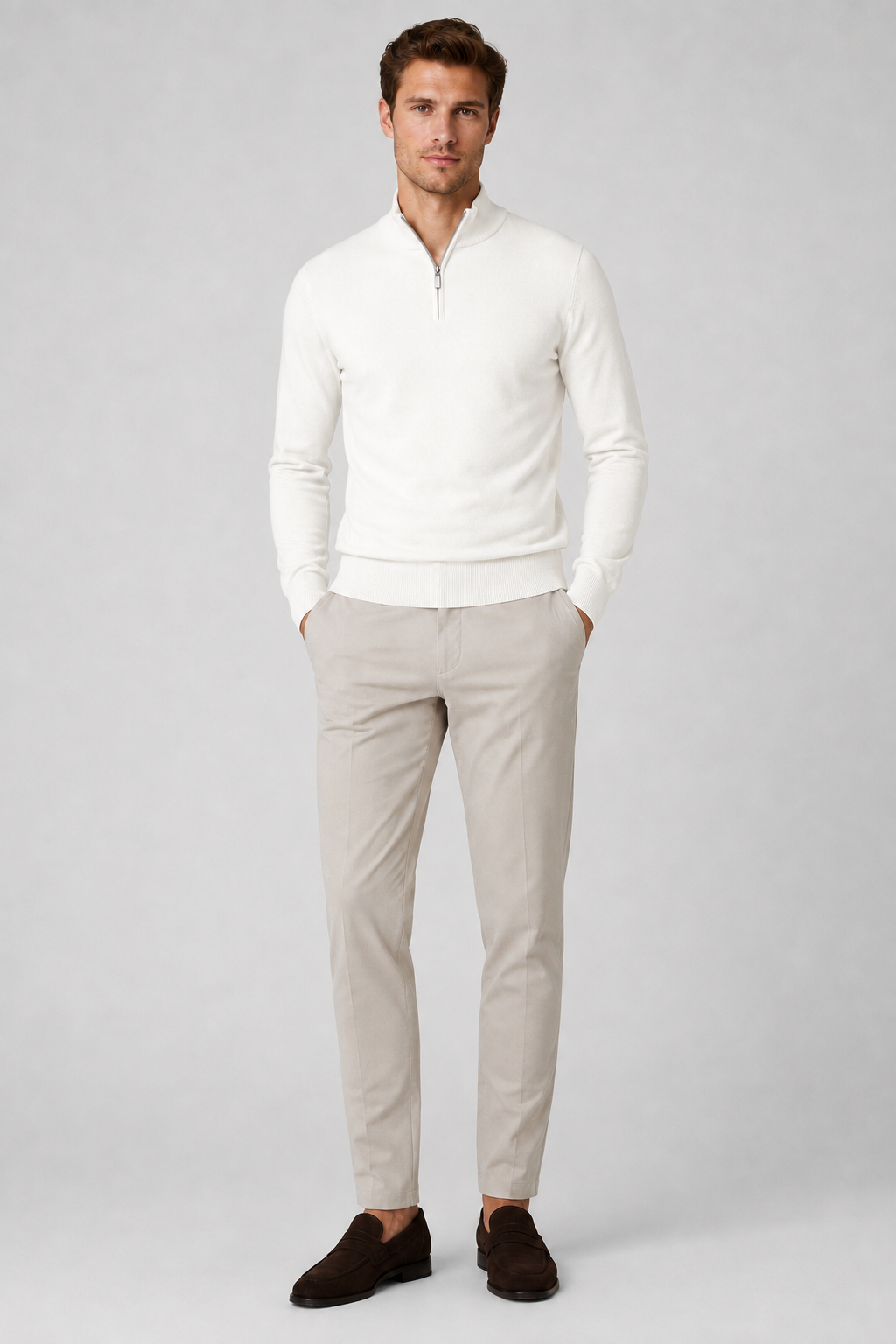 Men's Half-Zip Pullover Sweater with Classic Fit