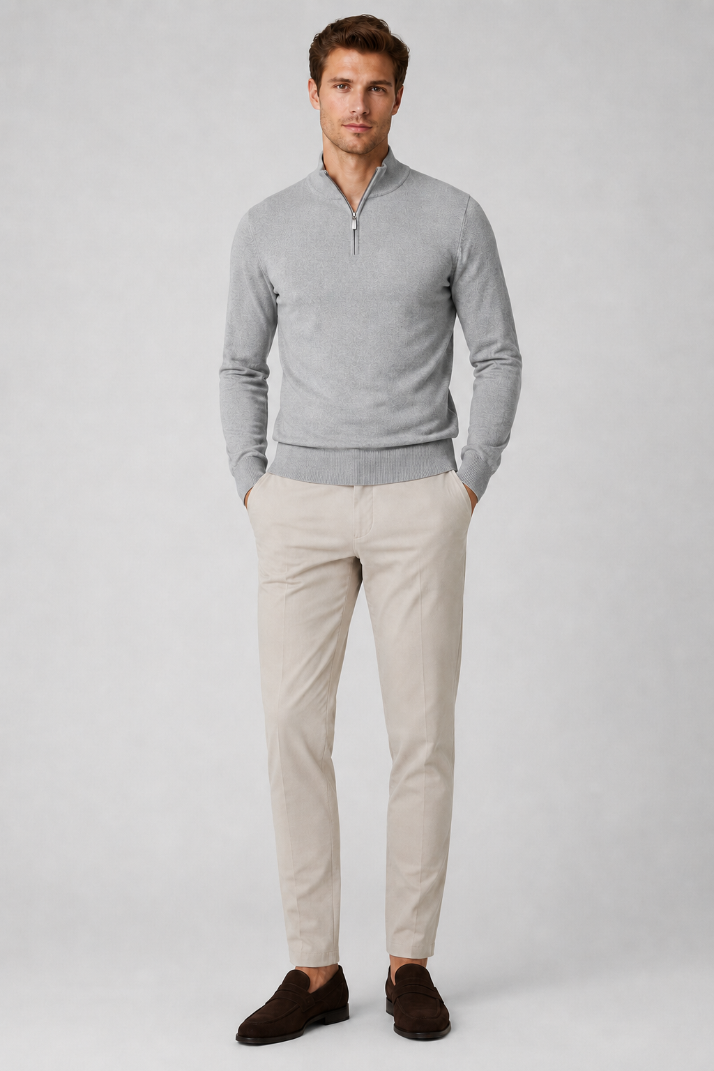 Men's Half-Zip Pullover Sweater with Classic Fit