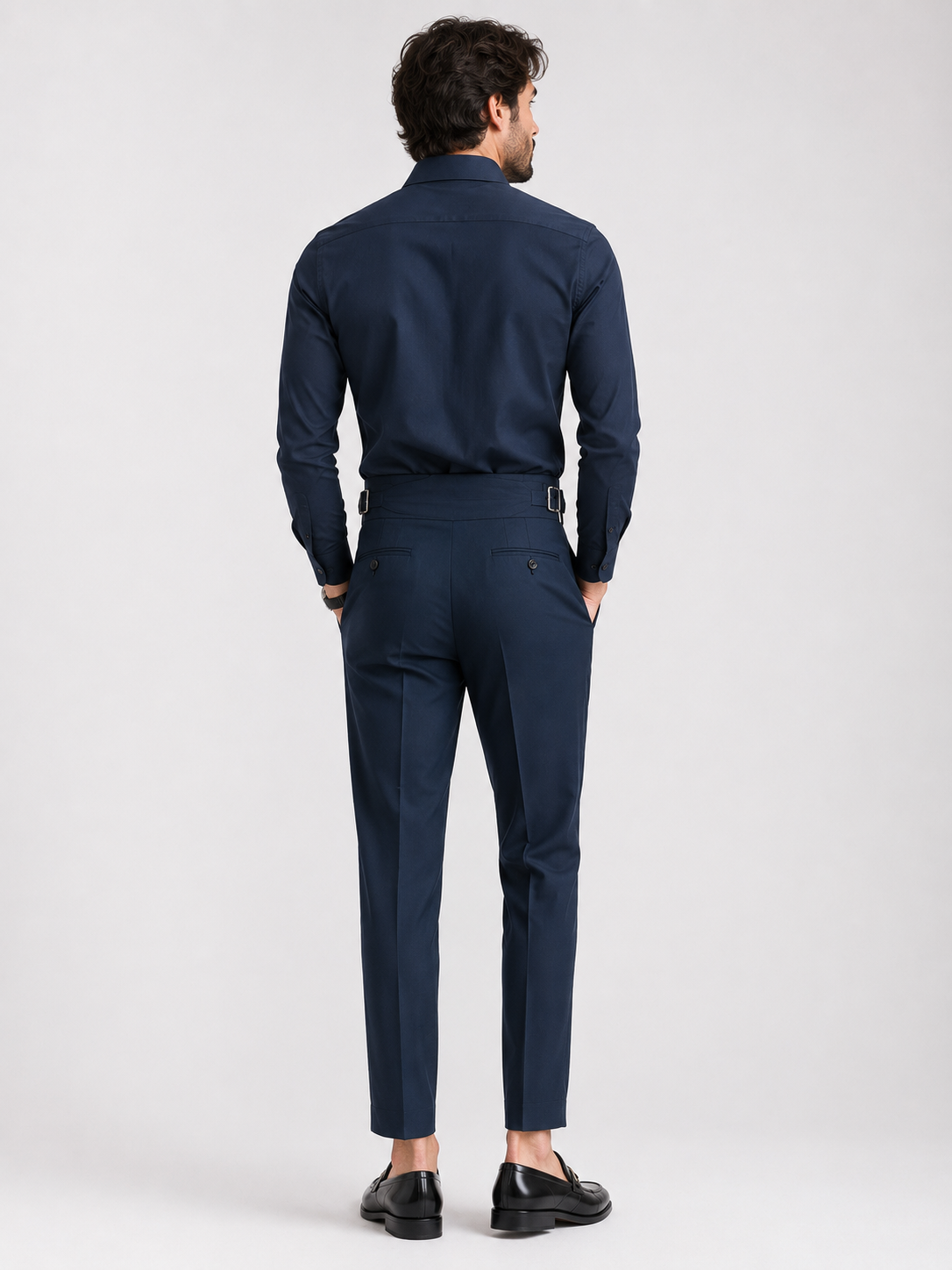Men's Formal High-Waisted Pleated Straight-Fit Trousers