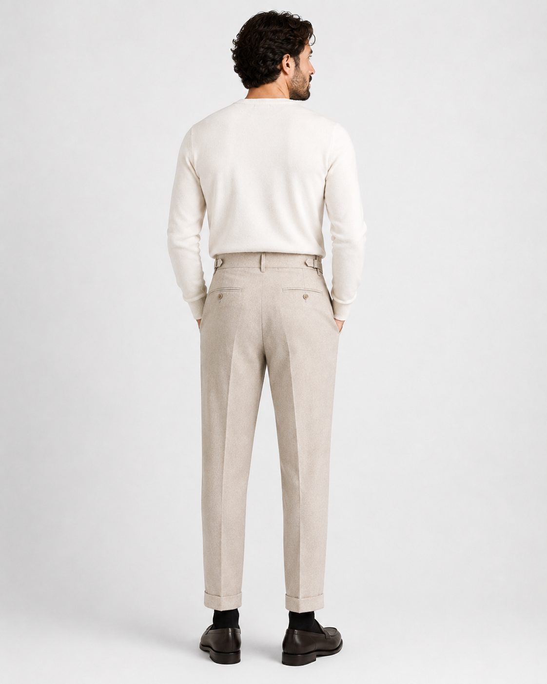 Men's Formal Pleated Straight-Leg Dress Trousers