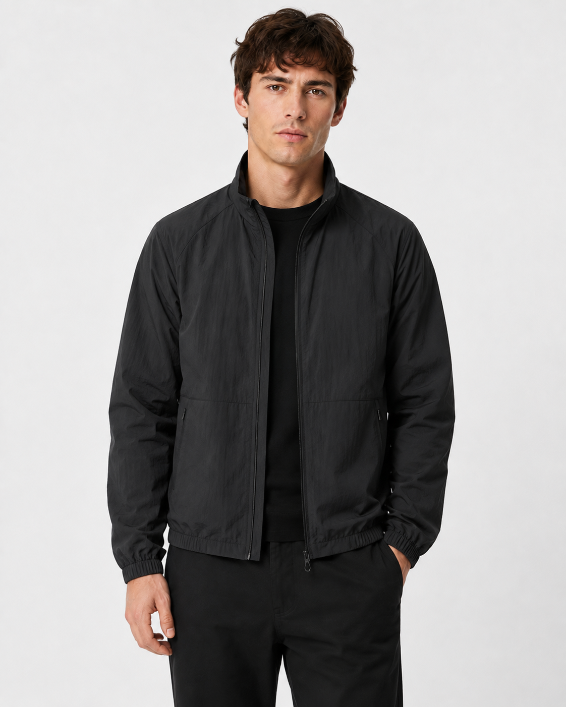 Men's Lightweight Windbreaker Jacket with Zip Front
