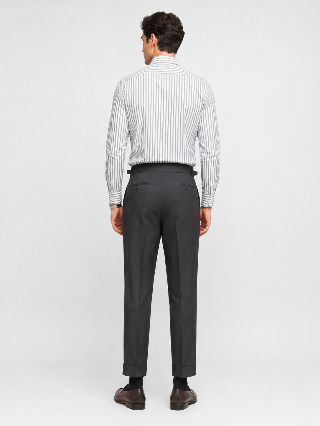 Men's Retro High-Waist Straight-Leg Trousers