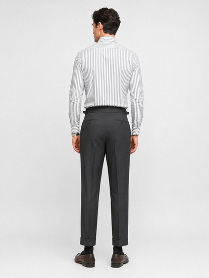 Men's Retro High-Waist Straight-Leg Trousers