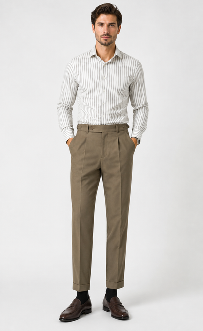 Men's Retro High-Waist Straight-Leg Trousers