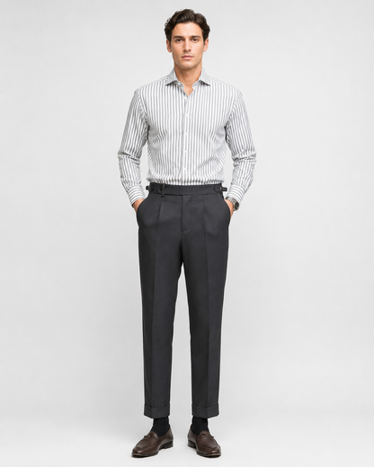 Men's Retro High-Waist Straight-Leg Trousers