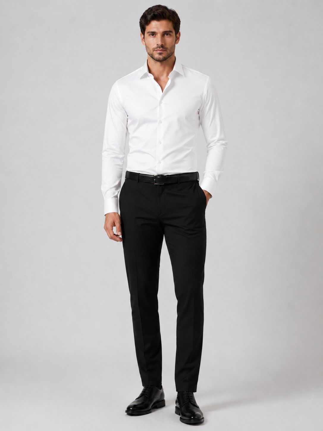 Men's Slim Fit Long Sleeve Button-Down Woven Shirt