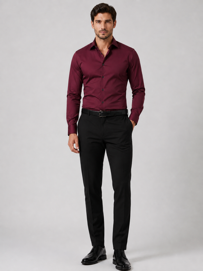 Men's Slim Fit Long Sleeve Button-Down Woven Shirt