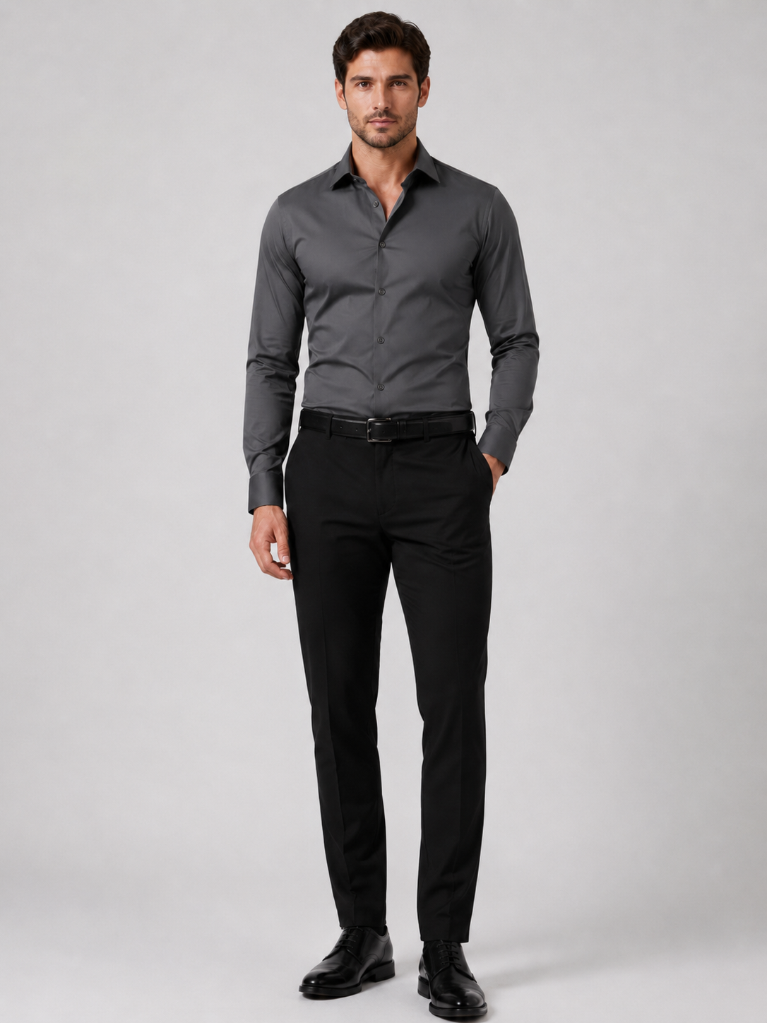 Men's Slim Fit Long Sleeve Button-Down Woven Shirt