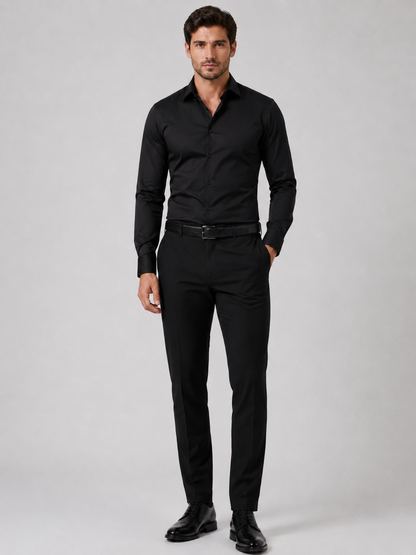 Men's Slim Fit Long Sleeve Button-Down Woven Shirt