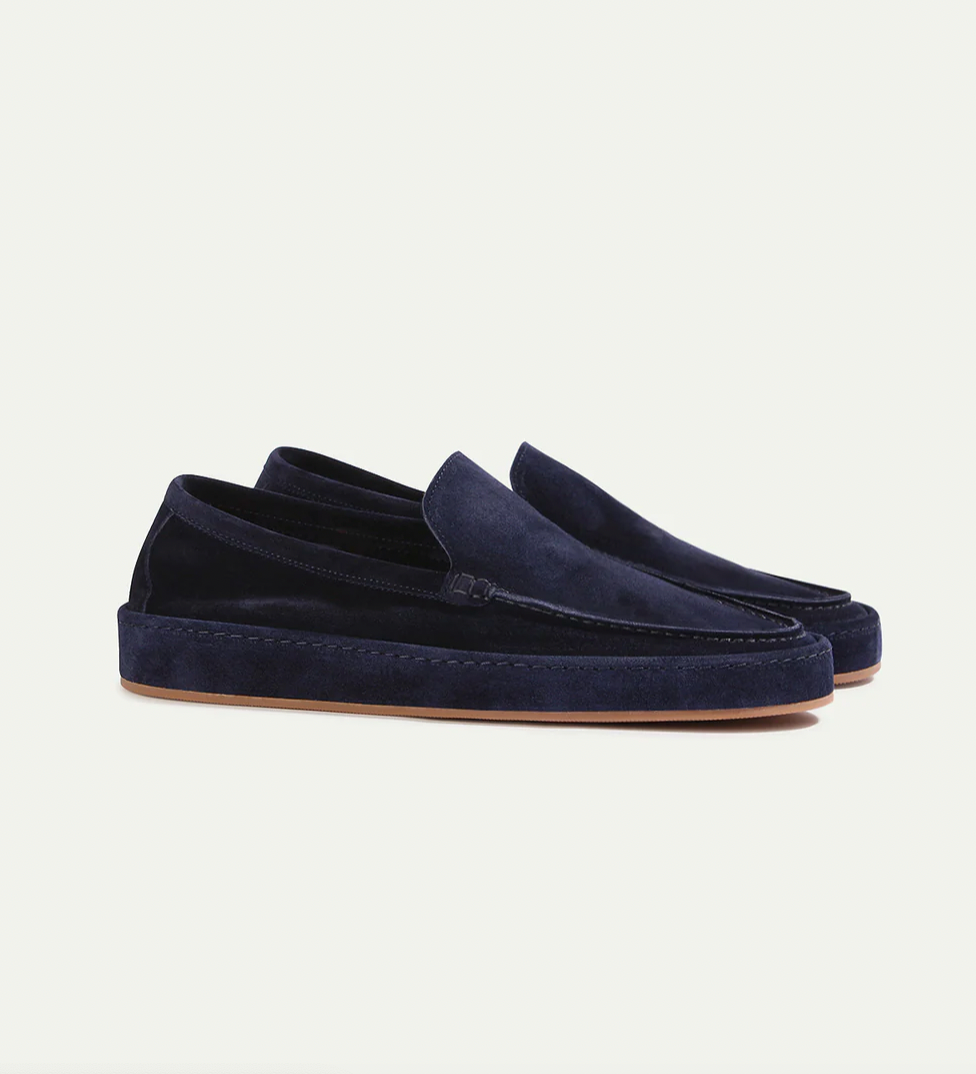 Men's Slip-On Loafers with Cushioned Insole – Dark Blue