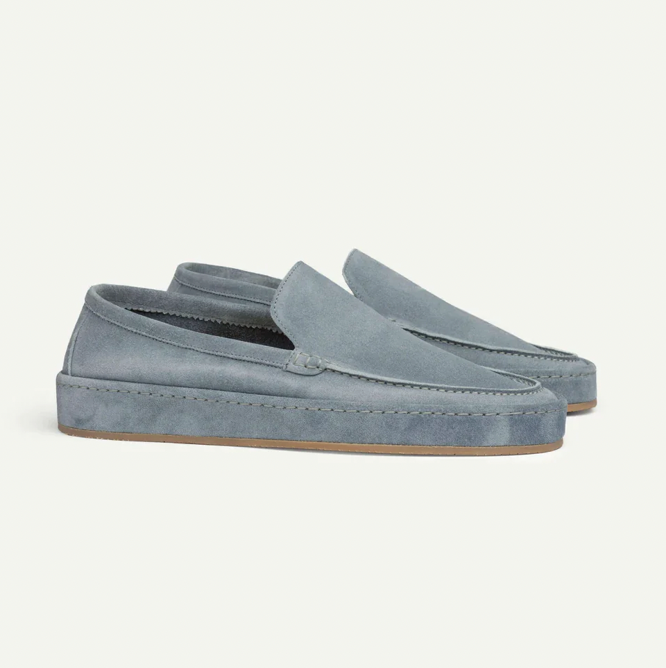 Men's Slip-On Loafers with Cushioned Insole – Light Blue