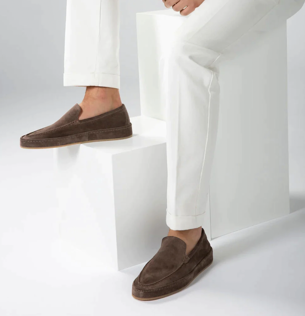 Men's Slip-On Loafers with Cushioned Insole – Men's slip-on loafers styled with tailored trousers