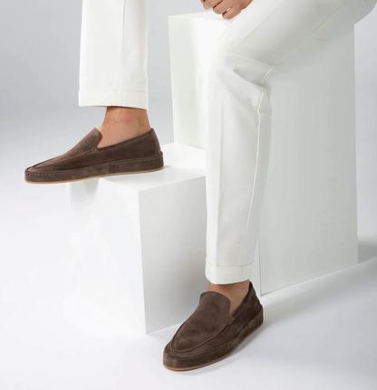 Men's Slip-On Loafers with Cushioned Insole – Men's slip-on loafers styled with tailored trousers