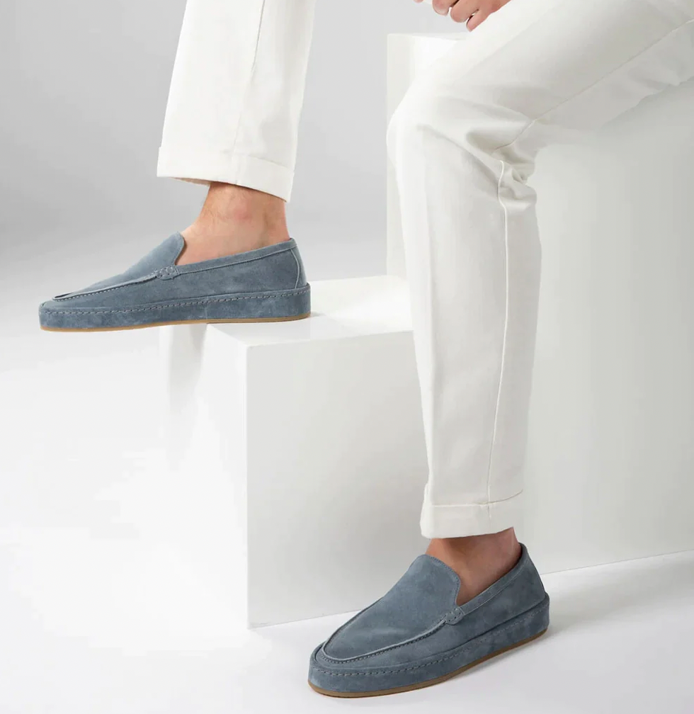 Men's Slip-On Loafers with Cushioned Insole – Men's loafers worn with jeans in a casual setting