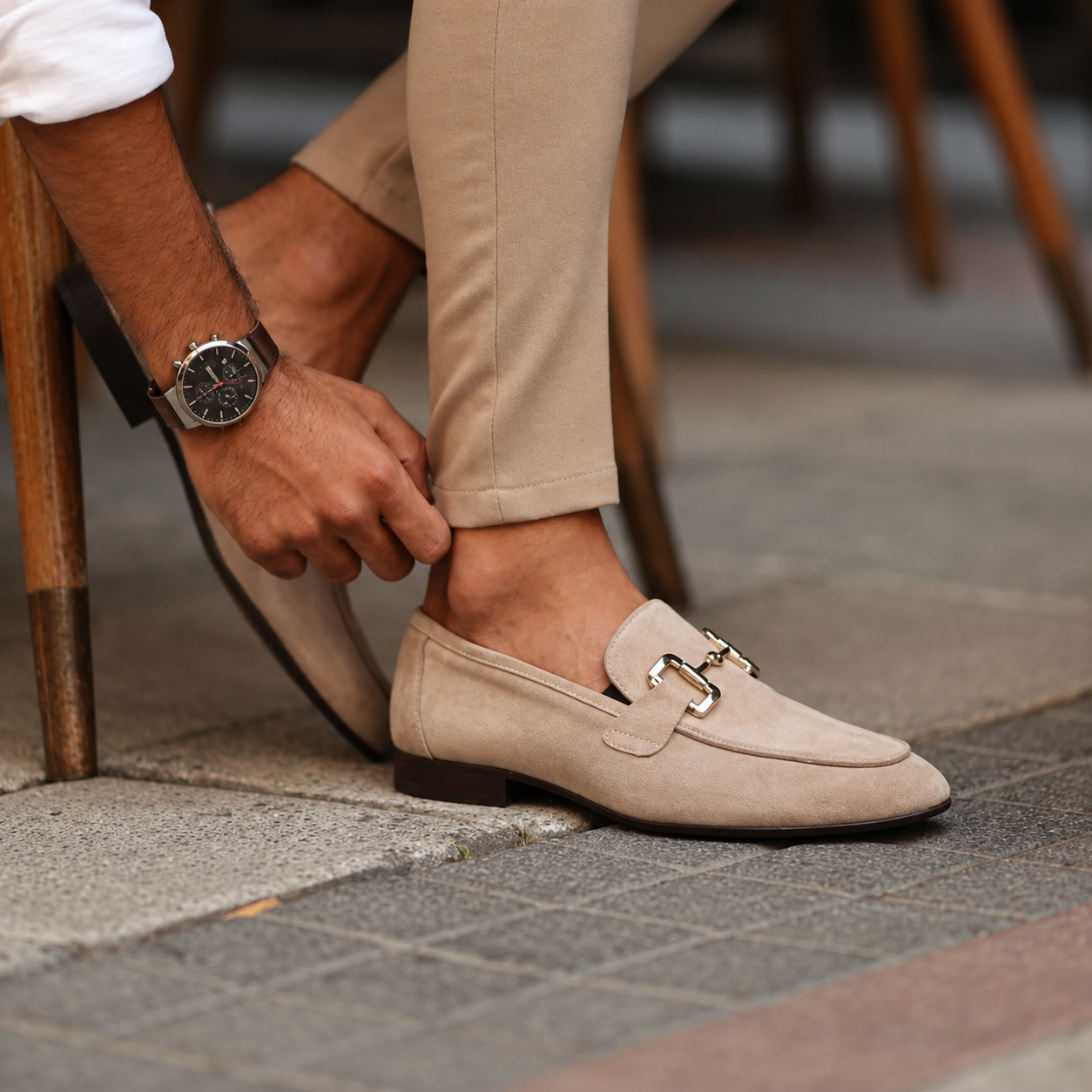 Men's Suede Slip-On Loafer with Horsebit Detail