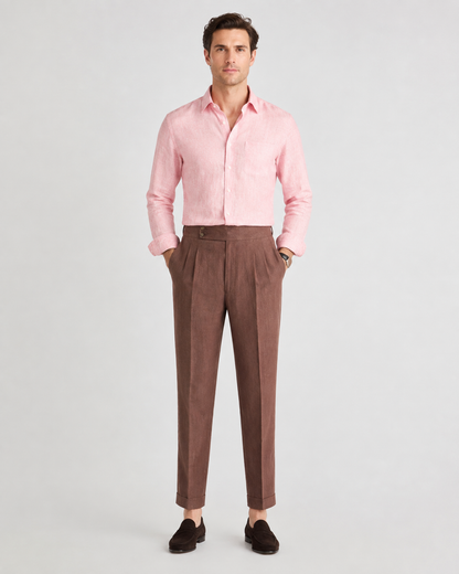 Men's Tailored Trousers with Side-Tab & Front Pleat Design