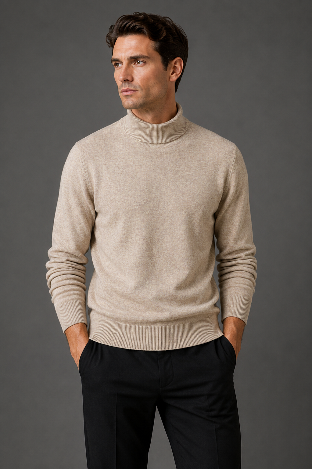 Men's Turtleneck Knit Sweater for Cold Weather