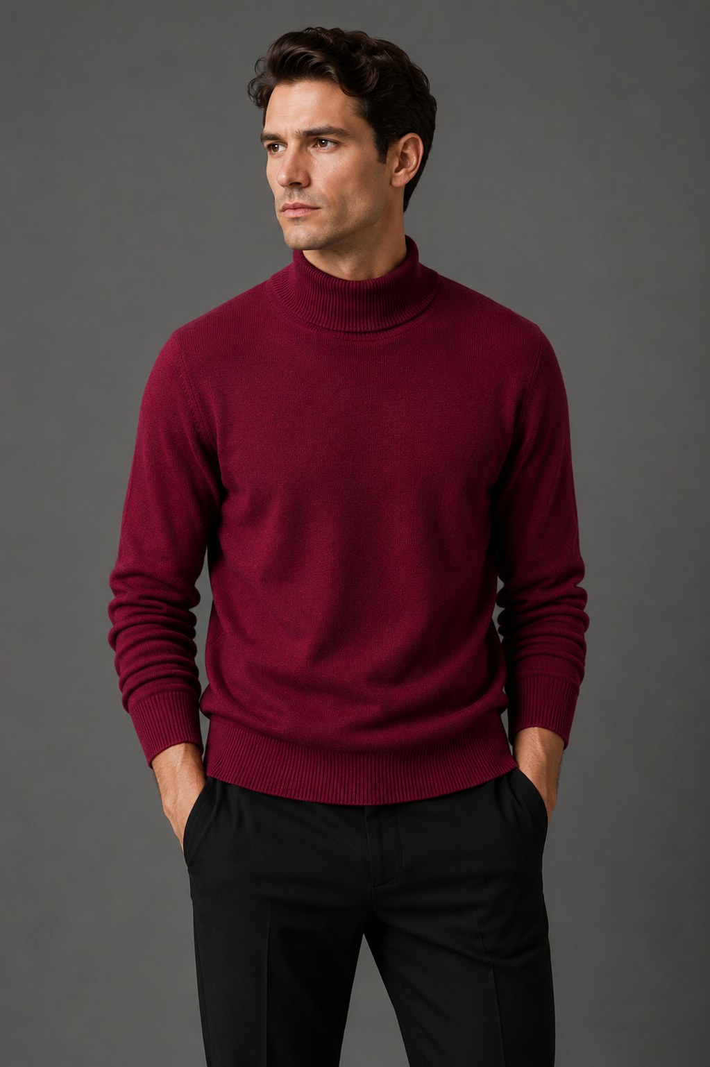 Men's Turtleneck Knit Sweater for Cold Weather