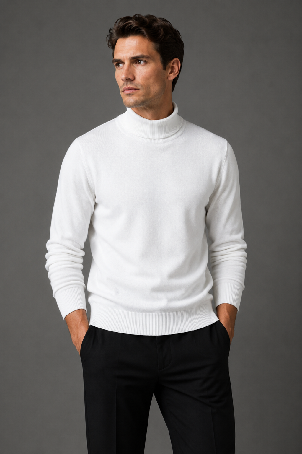 Men's Turtleneck Knit Sweater for Cold Weather