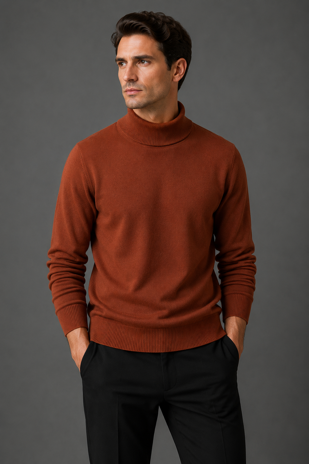 Men's Turtleneck Knit Sweater for Cold Weather